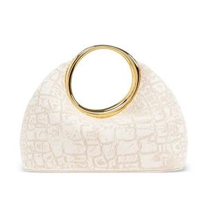 JACQUEMUS Le Petit Calino Croc-Printed Top-Handle Bag $1,150 Beige Jacquard